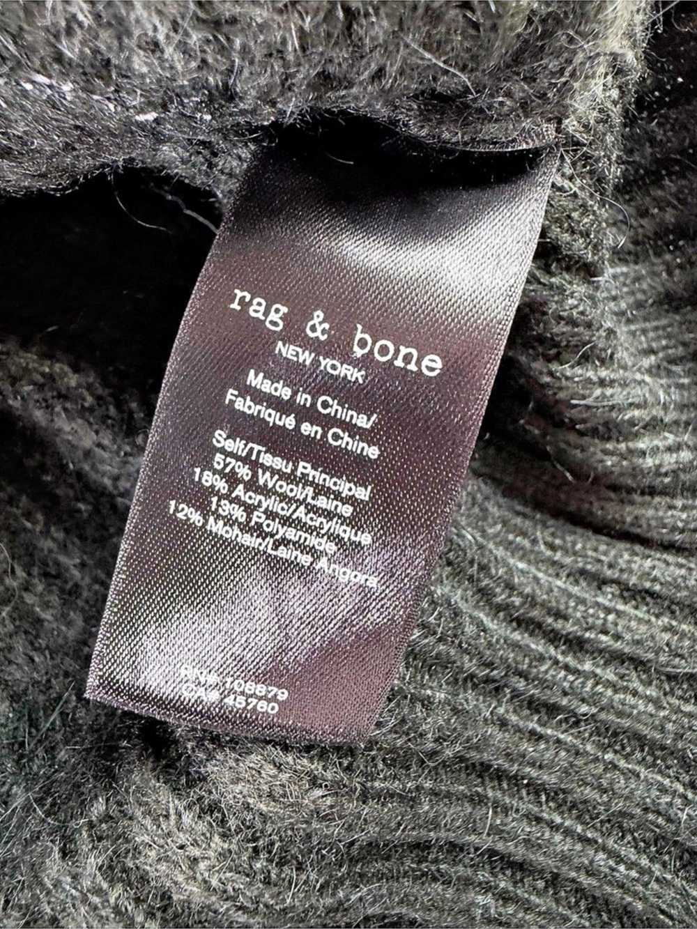 rag & bone Liza Sequin Detail Wool Oversized Cropped Sweater Green & Gold NWT - Picture 9 of 10